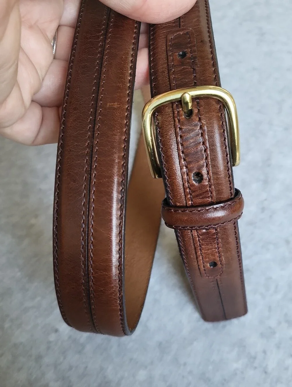 Dress Belt Mens 42/105 Brown Harness Leather Brass Buckle Work Business Casual